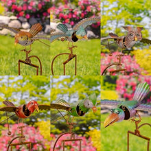 Zaer Ltd. Metal Rocking Bird Garden Stakes, 53 Inch Tall, Colorful Hand-Painted Birds, Spring Motion (Set of 6)