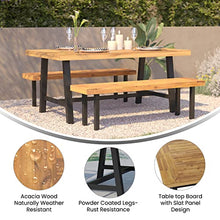 Flash Furniture Commercial Indoor/Outdoor Dining Table, Natural/Black