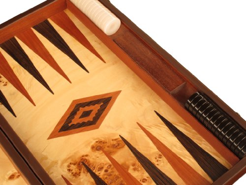 Manopoulos Lupo Wood Backgammon Set 18 3/4" Brown