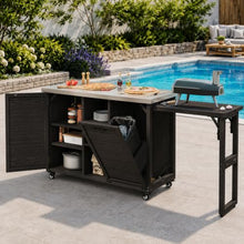 Merax 78.3" Outdoor Grill Cart with Foldable Table, BBQ Kitchen Island
