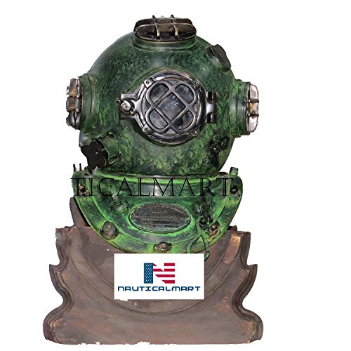 NauticalMart Diving Diver Helmet 1942 Schrader U.S. Navy MK V Dive Replica Brown