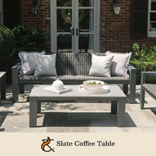 Ash & Ember Slate Coffee Table, Powder-Coated Aluminum Frame, All-Weather Laminate Tabletop, Modern Bauhaus-Inspired Outdoor Wicker Patio Furniture