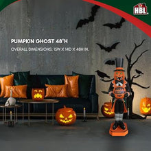Holiday Bright Lights 48" Lighted Pumpkin Ghost Halloween Decorations, Battery Operated LED and Fiber Optic Décor for Both Indoor/Outdoor Tree, Yard, Patio, Porch, and Backyard Decor - 278L