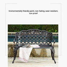 KLYCHF Garden Bench Terrace Garden Benches Retro Decorative Benches Aluminum Bench with backrest and armrests Outdoor Park Balcony Lounge Chair Suitable for Lawn Porch (B)