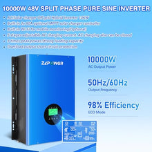 ZLPOWER UL1741 10000W 48V Solar Inverter,Built-in 2 MPPTs,Peak Power 30000W Split Phase Pure Sine Wave Inverter AC Input 240V,Output 120V/240V,Low Frequency Inverter for Home (WiFi and BMS COMM)