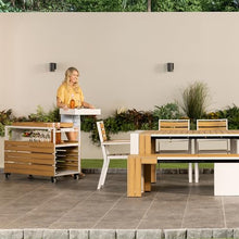 Transformer Table Extendable Outdoor Dining Set, Light Oak, Natural