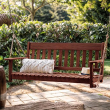 Cambridge Casual Bentley Solid Wood Mahogany Porch Swing, Natural Brown, Durable Weather-Resistant Outdoor Hanging Bench for Porch, Patio, Deck & Garden