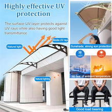Patio Door Awning Heavy Duty Impact Resistant Polycarbonate with Aluminum Supports Expandable Canopy Front Door Window Brown 60x160cm/24x63in