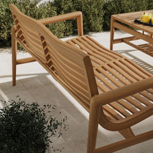 Modway Hayden 56 Inch Outdoor Teak Wood Loveseat in Natural - Mid-Century Modern Slatted 2-Seater Patio Bench Sofa for Deck, Garden, Pool, Porch