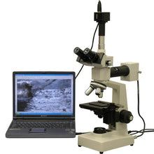 AmScope 40X-1000X Two Light Metallurgical Microscope with 1.3MP Digital Camera Blue