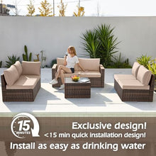 HTERWQEA 7-Piece Outdoor Furniture Set, Patio Sectional Conversation Set for Backyard, Garden, Porch, Balcony, or Poolside Use