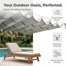 Slide Wire Wave Shade Sail,Off Wave Sun Shade Sail,Retractable Sun Protection Wave Canopy Cover,Outdoor Hang Down U Shape Porch Wave Awning,Breathable Shade Mesh Tarp(W2.8*L7m/W9.19*L22.96ft)