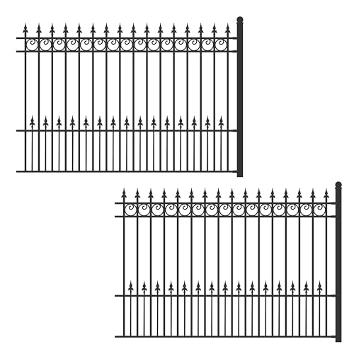 ALEKO Security Fencing Kit 2-Panel Steel Fence Modern Garden Anti-Rust Panels 8x5 Prague