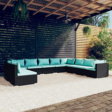 KPOUTRFG 10-Piece Modular Outdoor Sofa Set Black PE Rattan Patio Seating Set for 10 Garden Furniture Black PE Rattan Powder Coated Steel