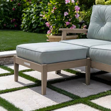 highwood Lehigh Deep Seating Ottoman, with Sunbrella Cushions in Canvas Seasalt, Woodland Brown Frame