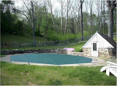 KGBNYSS Round Pool Safety Cover 8-32ft - Heavy Duty Winter Cover for Inground Pools with Brass Anchors & Installation Kit​(31ft/9.4m)