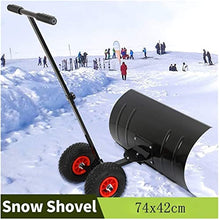 Snow Shovel Snow Removal Shovel with Wheels |Rolling Snow Pusher Used for Road Garden Snow Removal|Adjustable Height Handle Snow Pusher