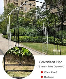 Rose Arch Arbors Durable Metal Trellis Plants Support for Outdoor Garden Pergola Climbing Plants Wedding Arch with Base Black/White, 3 x 2.4 x 0.4 m, Friendly32