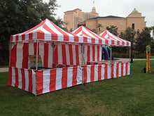 Impact Canopy 8' x 8' Pop-Up Canopy Tent, Carnival Tent Kit with Powder-Coated Steel Frame, Sidewall, and Half Walls, Red/White Stripe