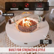 AMS 44" Round Concrete Propane Gas Fire Pit Table Bowl Bundle (Cream White)