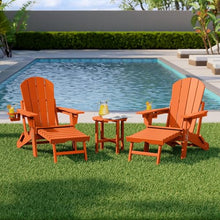 WestinTrends Malibu 3-Piece Outdoor Folding Adjustable Adirondack Chair with Cup Holder & Hideaway Ottoman and 18" Side Table, Orange