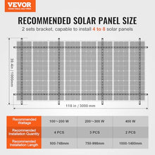 VEVOR 2-Set Solar Panel Mounting Brackets, 30°-60° Adjustable Multi-Piece Brackets for 4-8pcs Panels, Carbon Steel Ground Mount Stand for Farms, RVs, Boats, Off-Grid
