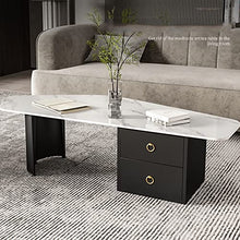 Living Room Table Modern Style Coffee Table, Rock Tabletop Coffee Table, Irregular Coffee Table with 2 Storage Drawers, Center Table in The Living Room, Small Space of Featured End Table Outdoor Side