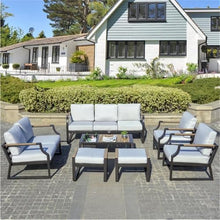 Direct Wicker 2 Piece Iron & Fabric Ottomans with Cushion in Black