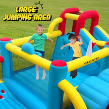 ELEMARA 7-in-1 Inflatable Bounce House with Slide and Golf Area Blue