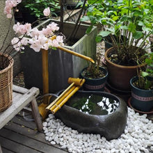 Bamboo Water Fountain with Pump, Garden Waterfall Decor for Garden, Landscaping Accent for Desk Patio Yard