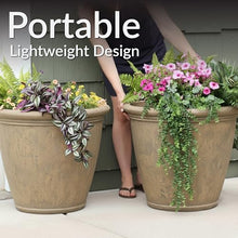 Sunnydaze Anjelica 24'' Large Plastic Planter Pot for Plants, Beige, 4pk