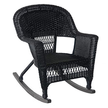 Jeco Rocker Wicker Chair with Brown Cushion, Set of 2, Black