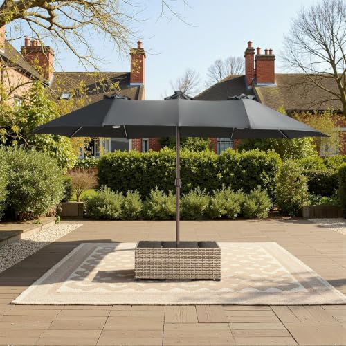OROTLECT 14.5 Ft X 8.5 Ft Rectangular Market Umbrella With Color-changing Lights, App & Remote-controlled Lighting, Includes Base And Coffee Table