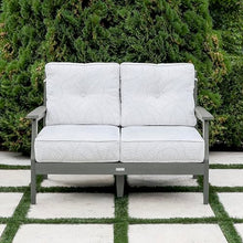 highwood Lehigh Deep Seating Loveseat, with Sunbrella Cushions in Lively Parchment, Coastal Teak Frame