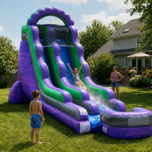 TentandTable 18FT Commercial Inflatable Water Slide & Blower, Purple Marble