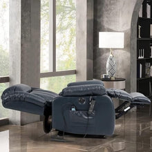 UOPYNE Electric Power Lift Recliner Chair with Vibration Massage and Lumbar Heating, Adjustable Reclining Sofa for Elderly, Side Storage Pockets and USB Charging Ports, Blue