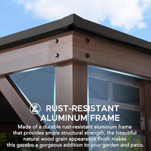Sunjoy Hardtop Gazebo Aluminum Frame with Planters 13 ft. x 15 ft. Brown