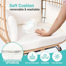 OTSUN Egg Chair Set of 2 Oversized Wicker Basket Lounger with 4 Cushions 440lb Capacity Ivory