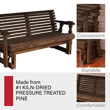 Amish Casual Heavy Duty 800 Lb Roll Back Pressure Treated Porch Glider with Cupholders (5 Foot, Dark Walnut Stain)
