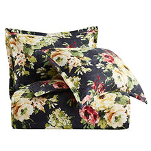 H HIEND ACCENTS Floral Bedding Peony Washed Linen Super Queen Comforter Set Charcoal