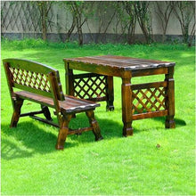 ERoomQ Outdoor GThe Bench,47in Park GThe Bench Wood Retro Solid Wood Seat, Courtyard 2-3 Seat Weatherproof Porch Chair Bench, Outdoor Table and Chair Set (1 Table and 1 Chair)