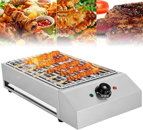 Portable Smokeless BBQ Grill Kebab Machine, 1800W Electric BBQ, Stainless Steel Barbecue Grill, Nonstick coating, Temperature Control for Indoor Outdoor Picnic