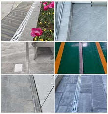 GJMDCMA 20cm/25cm Wide Drainage Channel System, Shower Bathroom Floor Drain Sink, Outdoor French Drain Kit for Yard, Deck, Garden, Sidewalk(Size:25x25cm(9.8"x9.8"))