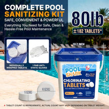 Pool Shark Swimming Pool Chlorine Tablets 80 lbs (2x40) 3-Inch Chlorine Tablets Slow-Dissolving 90% Active Chlorine Tabs Pool Chemicals for Inground Pools Above Ground Pools Saltwater Spa Hot Tub