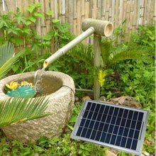 GenSDH Handmade Bamboo Fountain Kit, Solar Bird Bath Fountain, Outdoor Waterfall Feature, Garden Water Spout with Pump, for Lawn, Backyard Pond, Rockery, Stone Trough, 31.5In,27.6in