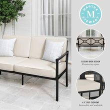 Martha Stewart Lily Pond Indoor/Outdoor Patio Loveseat, Black