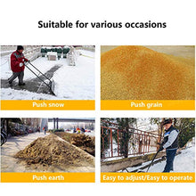 Wheeled Snow Pusher Shovel Heavy-Duty Rolling Snow Pusher Adjustable Handle and Push Plate Non-Slip Wheels 74CM Working Width Driveway or Road Snow Removal Tool