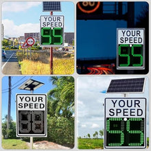 zxmeimm Flashing Solar Powered Led Speed Limit Signs, 20"x27"/24"x35" Rust Proof Aluminum Radar Speed Detector with Accessories Mainselectricity-90x60cm