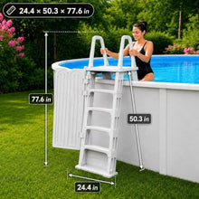XtremepowerUS Above Ground Pool Ladder & Step System with Lockable Safety Gate, Adjustable Height, Wide Non-Slip Steps, Heavy-Duty Entry Ladder for 48"–54" Swimming Pools