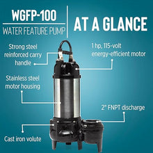 Little Giant WGFP-100, 115V, 1 HP, 6400 GPH Water Feature Pump, 19' cord